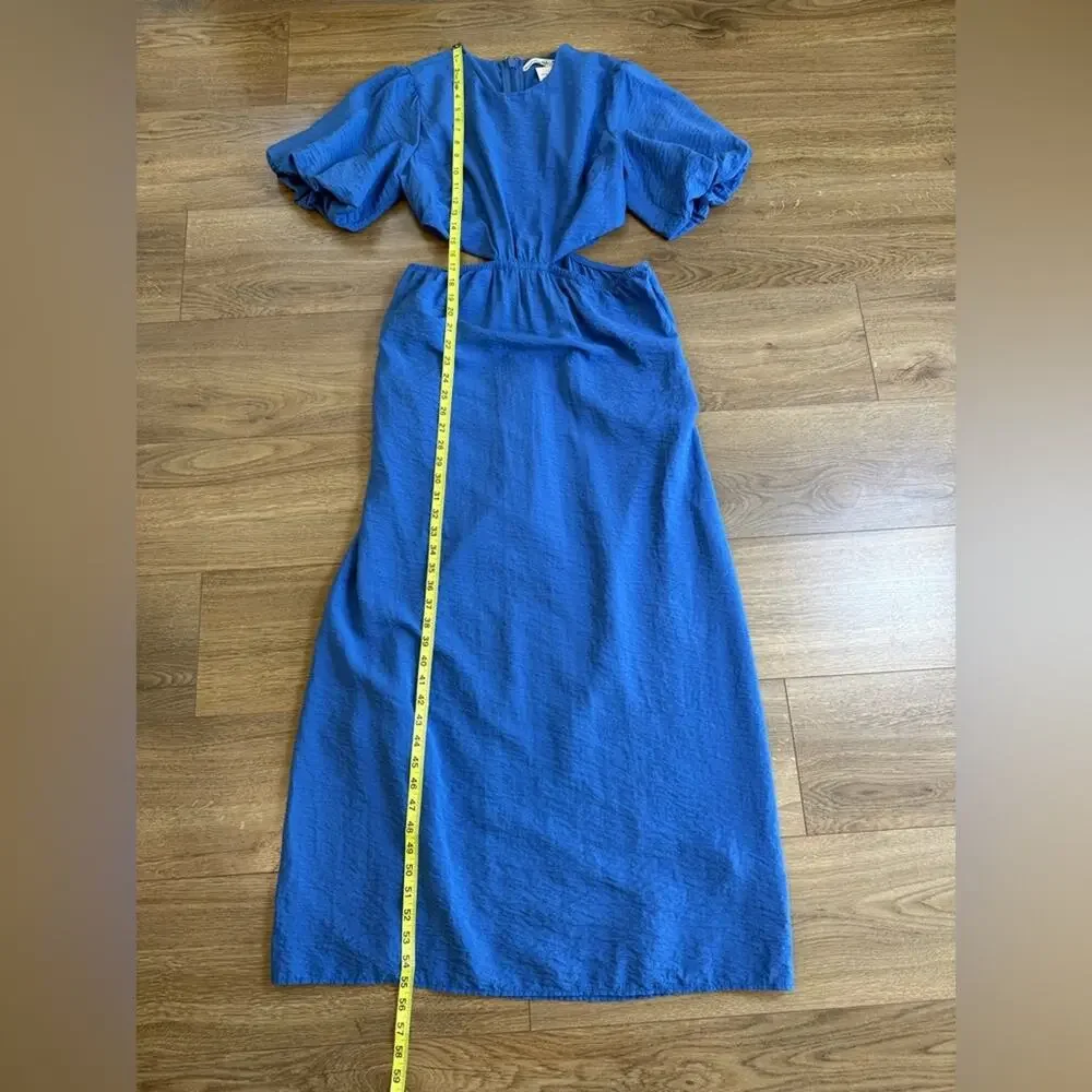 NWT Abercrombie & Fitch Blue Cut-Out Puff Sleeve Maxi Dress Size Medium